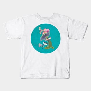 Minhwa: Lotus and Night Herons H Type (Korean traditional/folk art) Kids T-Shirt